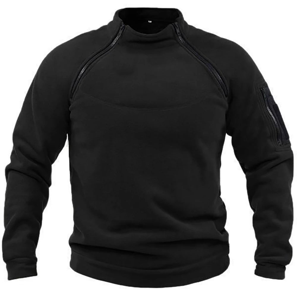 Moletom masculino quente REALXIZI em preto com zíperes e detalhes modernos