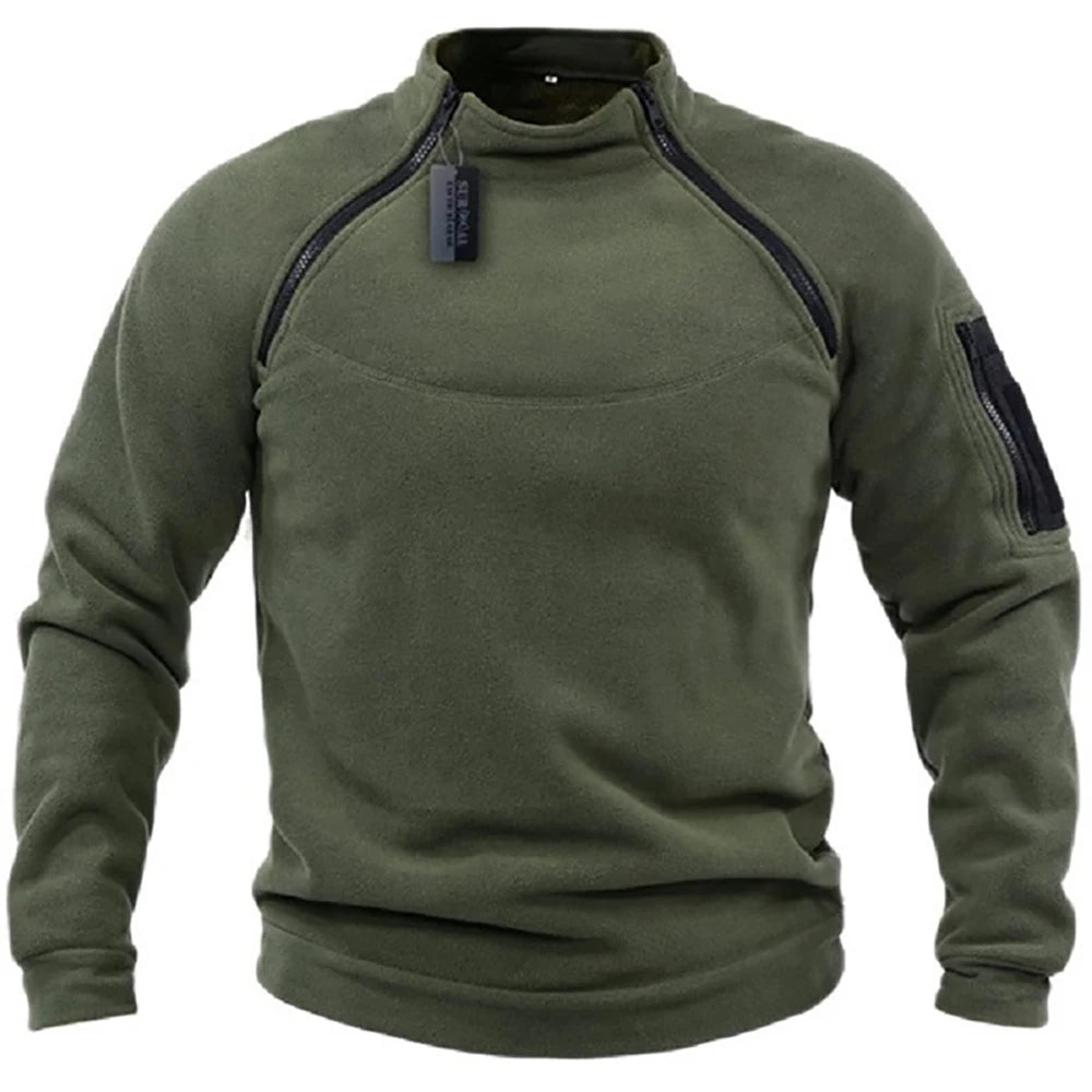 Moletom masculino quente REALXIZI em verde com zíper e design moderno