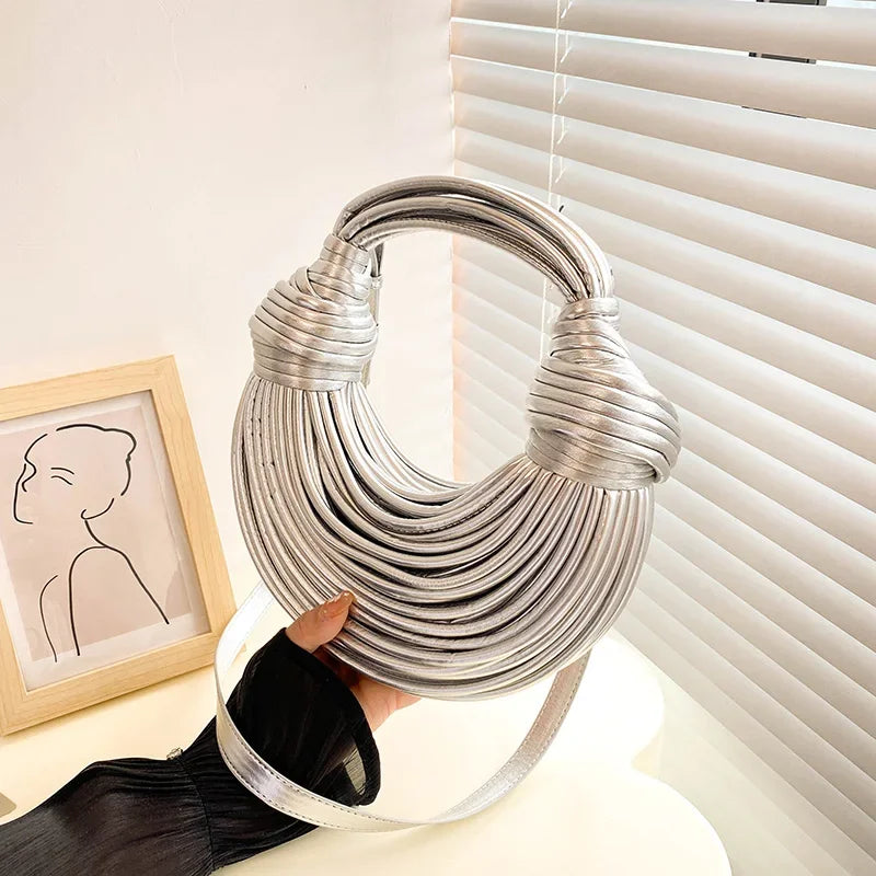 Bolsa feminina de festa prateada Weixier com design moderno e alça única para ocasiões especiais