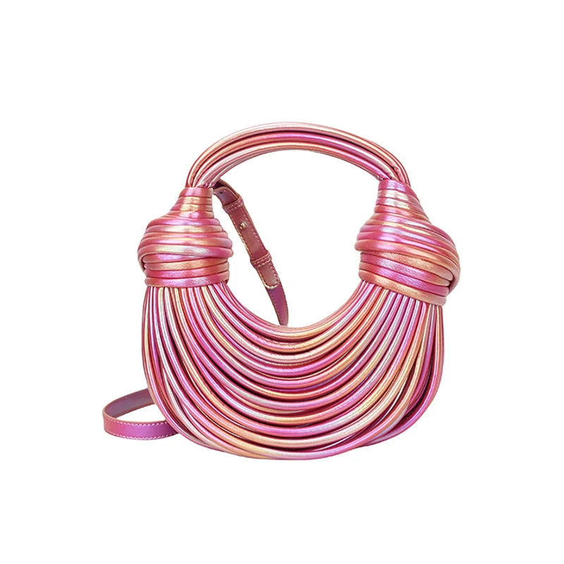 Bolsa feminina de festa Weixier com design colorido e alças exclusivas em tons de rosa e dourado