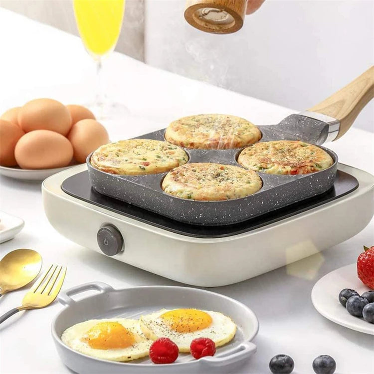 Panela de ovos LMETJMA com 4 cavidades, ideal para preparar panelas de panqueca e ovos ao mesmo tempo