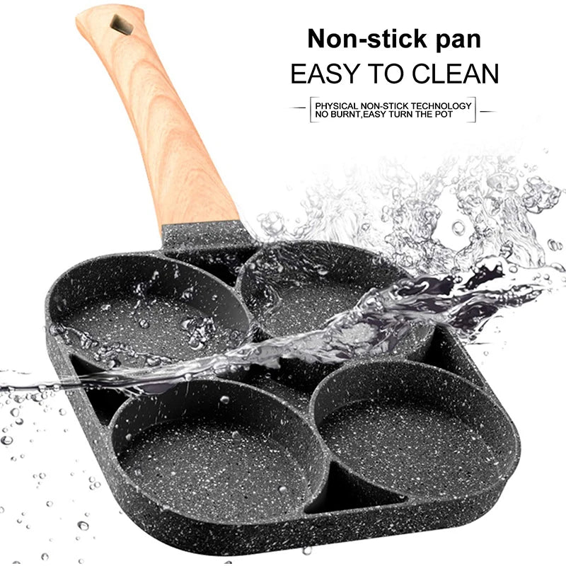 Panela de ovos LMETJMA com 4 cavidades, antiaderente e fácil de limpar para preparar panelas de panqueca 4 cavidades