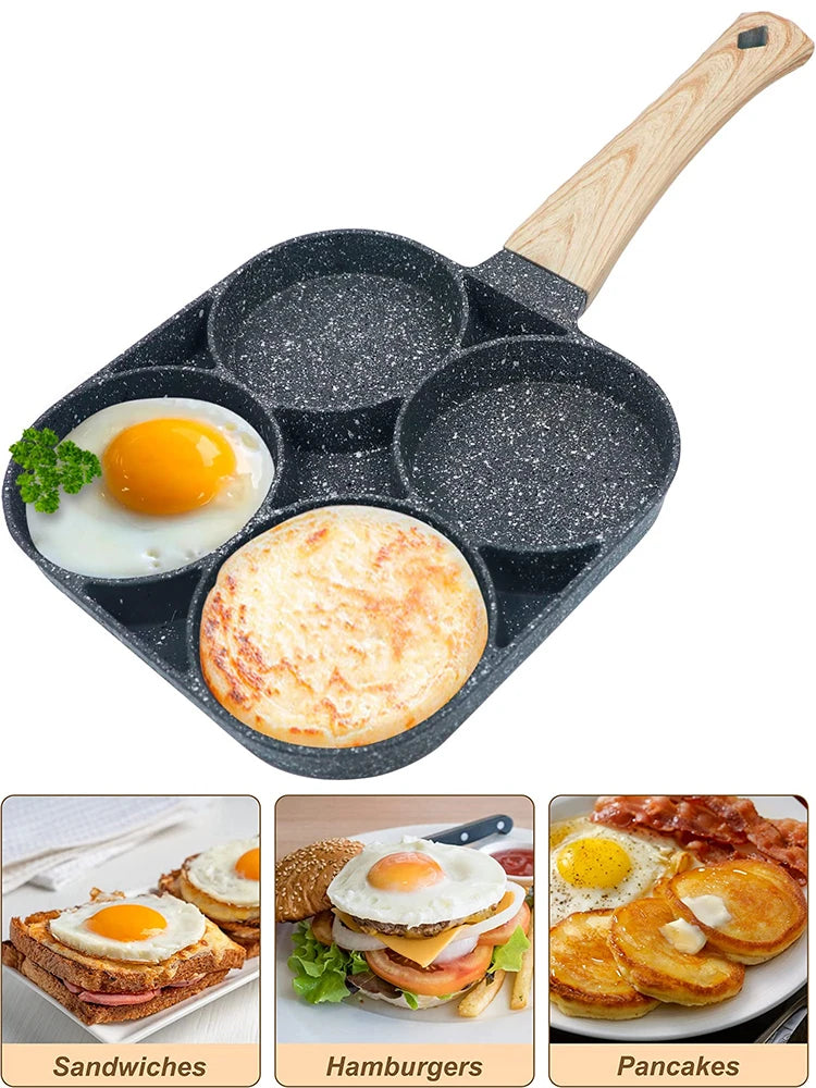 Panela de ovos LMETJMA em material antiaderente com 4 cavidades para panelas de panqueca 4 cavidades