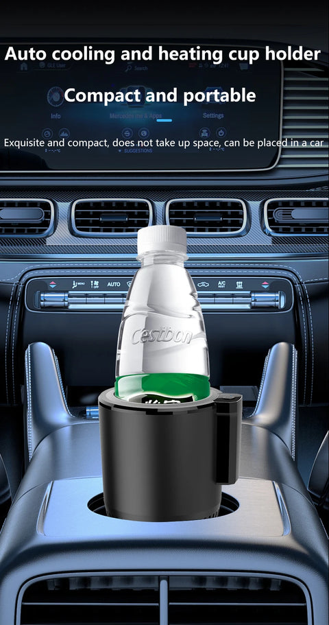 Copo de resfriamento de bebidas para carro viagem em um console, ideal para manter bebidas na temperatura certa