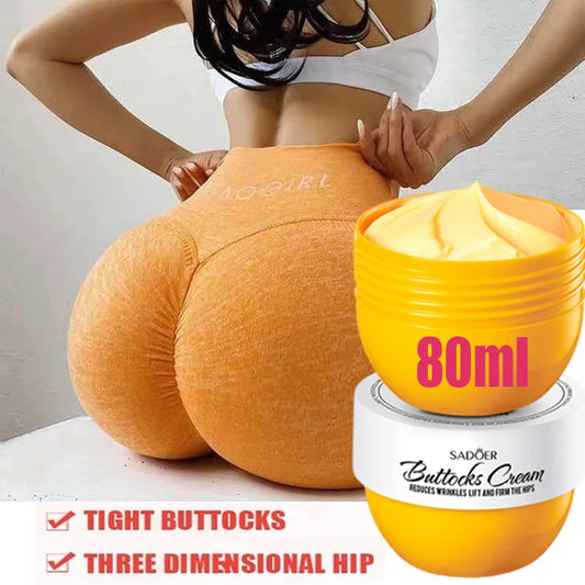 Creme firmador para quadril grande em pote amarelo de 80ml, ideal para melhorar a firmeza das nádegas