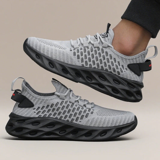 Tênis masculino DQTBE em cinza, ideal como sapato esportivo masculino 2025 com design moderno e conforto