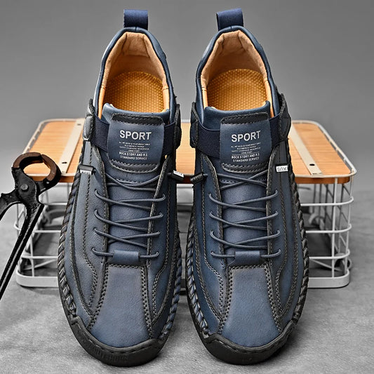 Sapato masculino plus size em azul escuro, confortável e estiloso para uso diário e esportivo