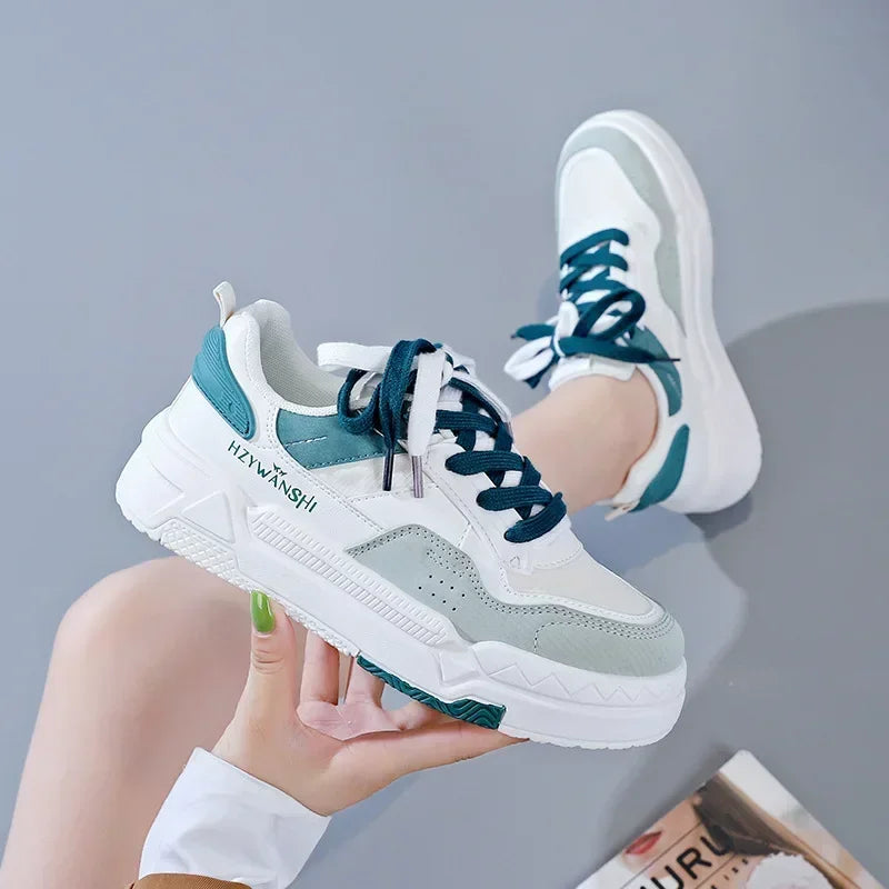 Tênis feminino YBQJOO com design chunky e plataforma, ideal para looks modernos com sapatos plataforma chunky