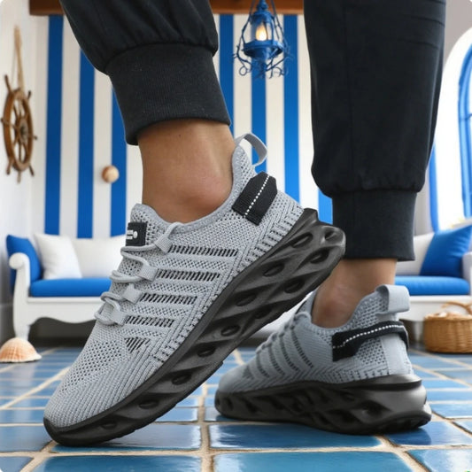Tênis esportivo masculino absorção de impacto da BIG RUNNING em tons de cinza com design confortável