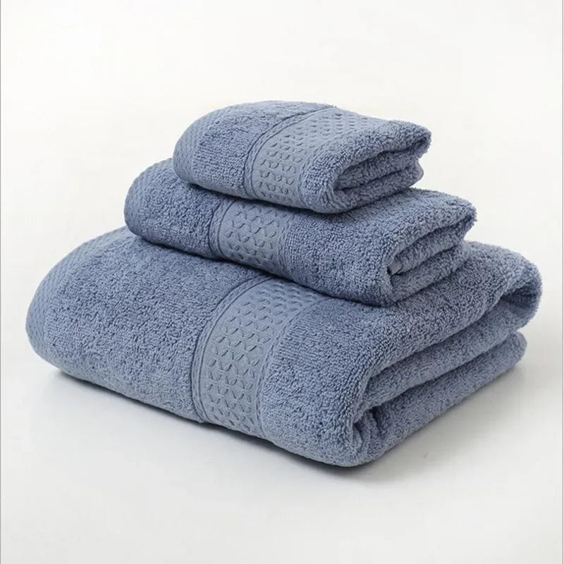 Conjunto de toalhas de banho azul em diferentes tamanhos, toalha superabsorvente macia