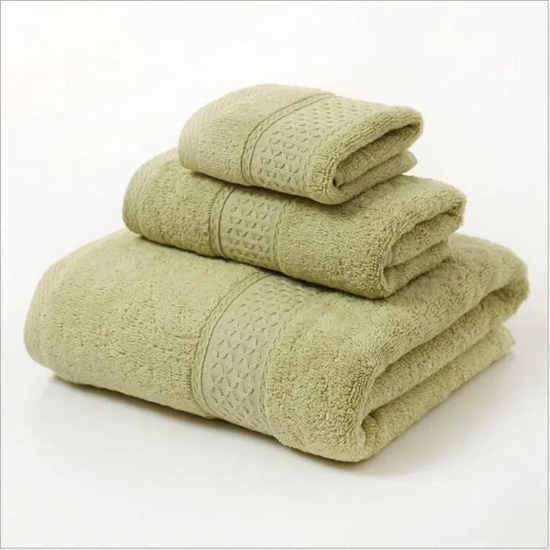 Conjunto de toalhas de banho superabsorvente macia em verde claro com texturas elegantes