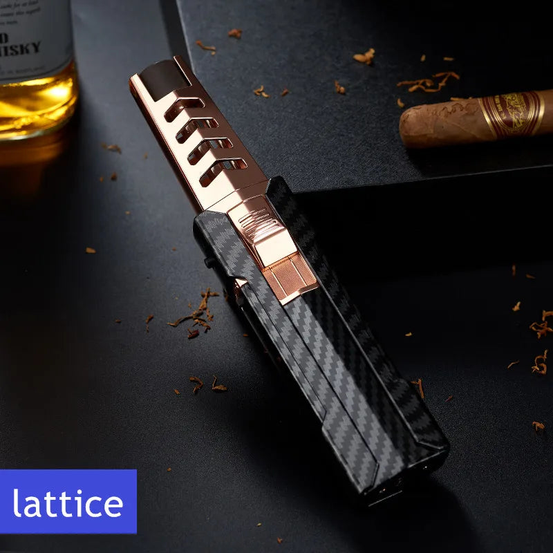 Tocha de chama de jato NOENNAME_NULL com design elegante em carbono e detalhes em dourado