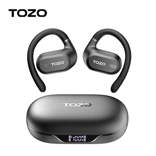 Fones de ouvido bluetooth esportivo TOZO com um estojo de carregamento elegante e design ergonômico