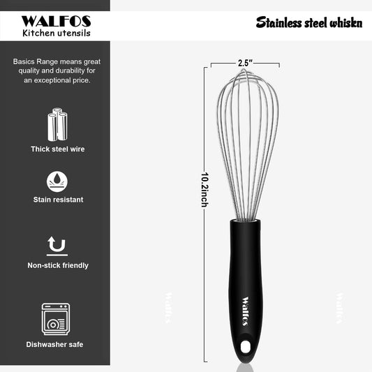 Batedor de ovos inox Walfos com cabo ergonômico e design resistente à manchas
