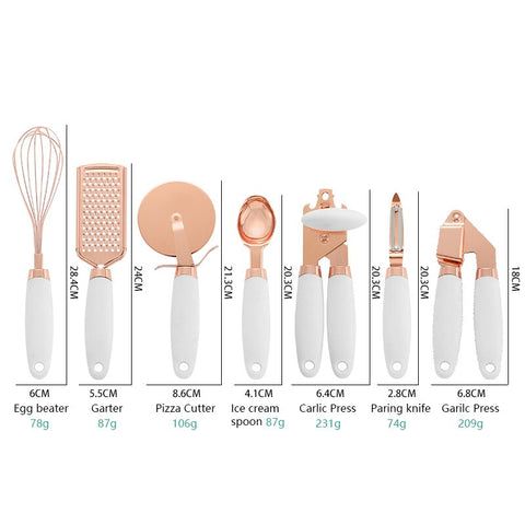 Jogo de Utensílios com Prensa de Alho e Cortador de Pizza - O Badalo do sino