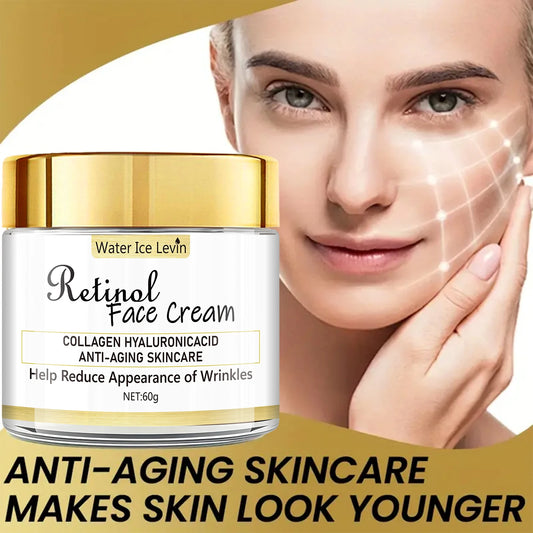 Creme de tratamento facial Water Ice Levin com colágeno e ácido hialurônico, hidratante facial antissinais vitamina C e E