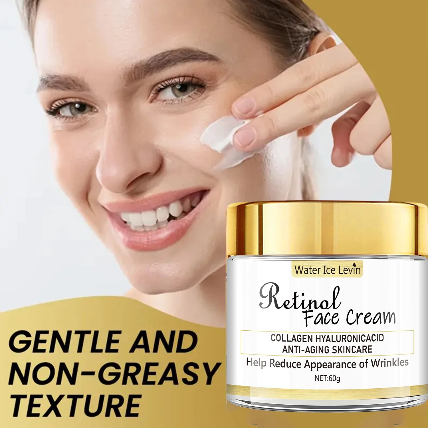 Creme de tratamento facial Water Ice Levin com vitamina C e E, hidratante facial antissinais