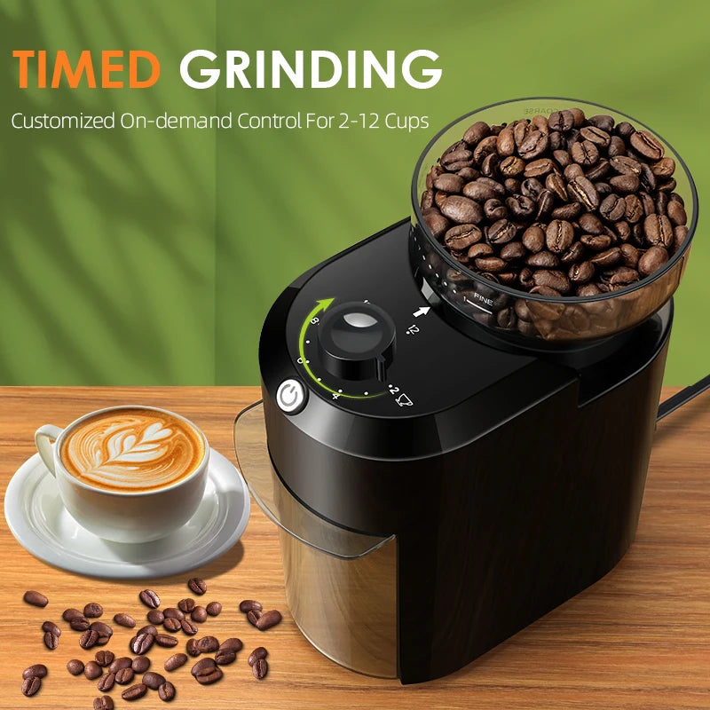 Moedor de café 220V 120V da GENUINE com controle para 2 a 12 xícaras e design elegante