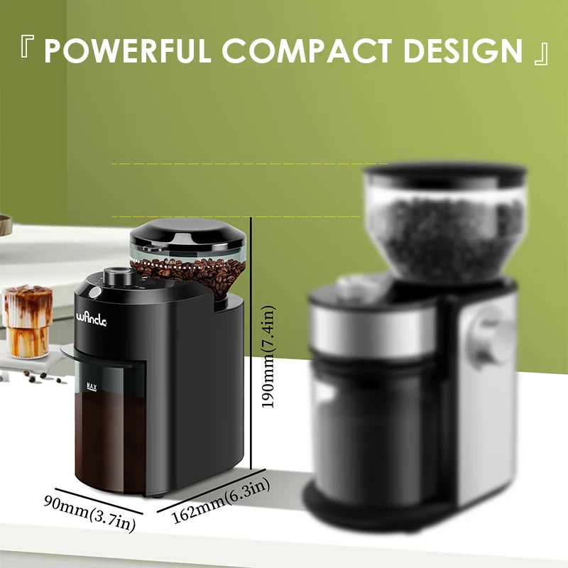 Moedor elétrico de café GENUINE 220V 120V com design compacto e potente para preparação de café fresco
