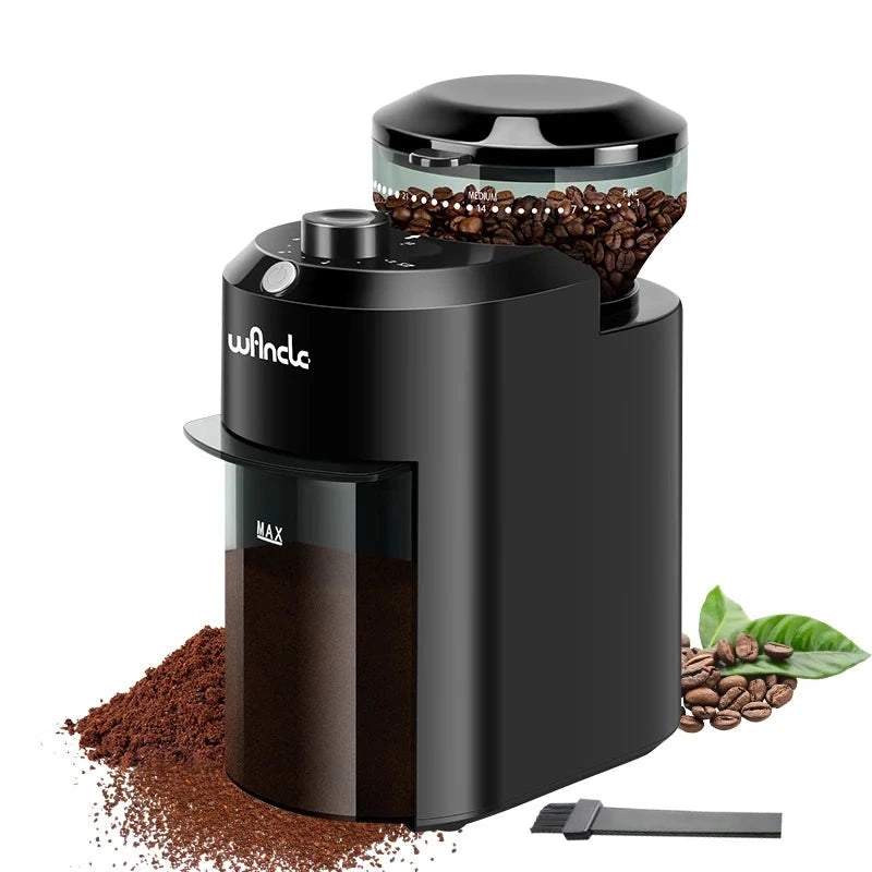 Moedor elétrico de café GENUINE 220V 120V com jarra transparente e compartimento para grãos de café