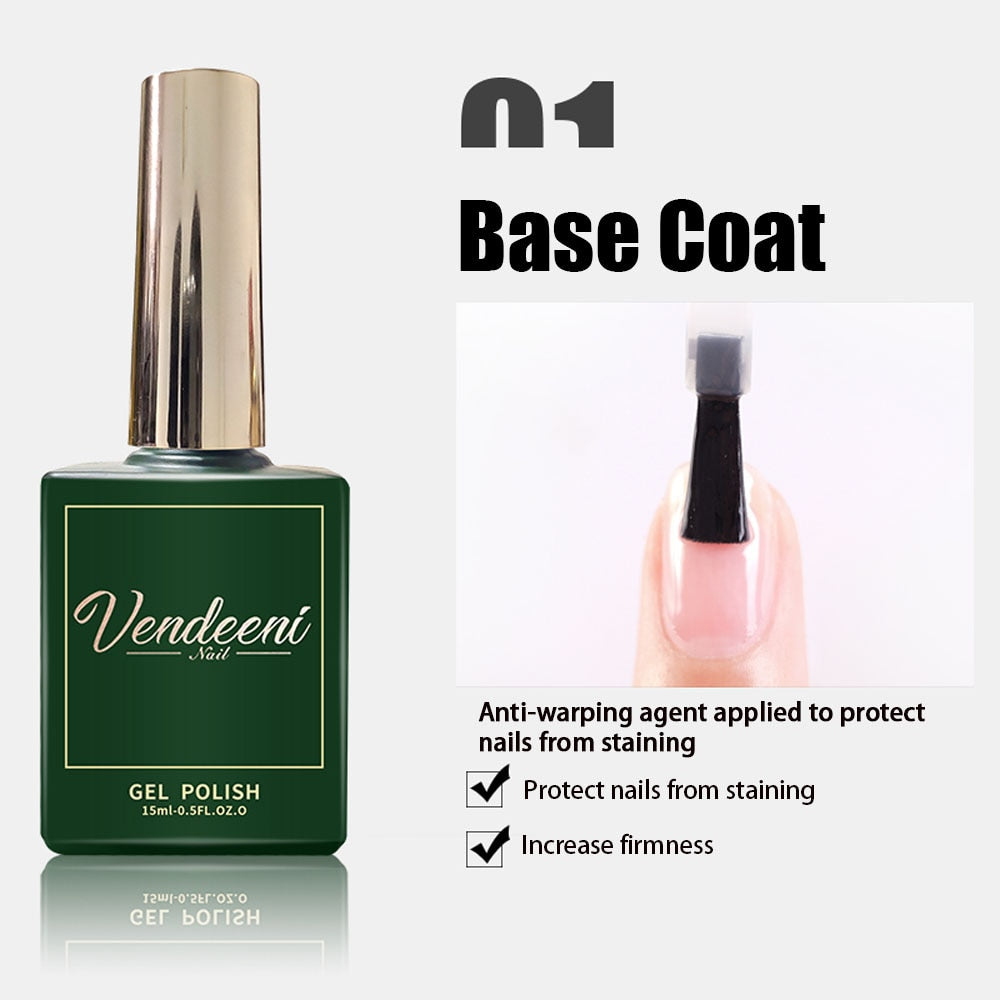 Vendeeni  Nail Art Funcional Base superior em gel Gel de reforço fosco para acabamento de revestimento Gel de flor Blossom Gel de transferência de folha 15 ml Vendeeni