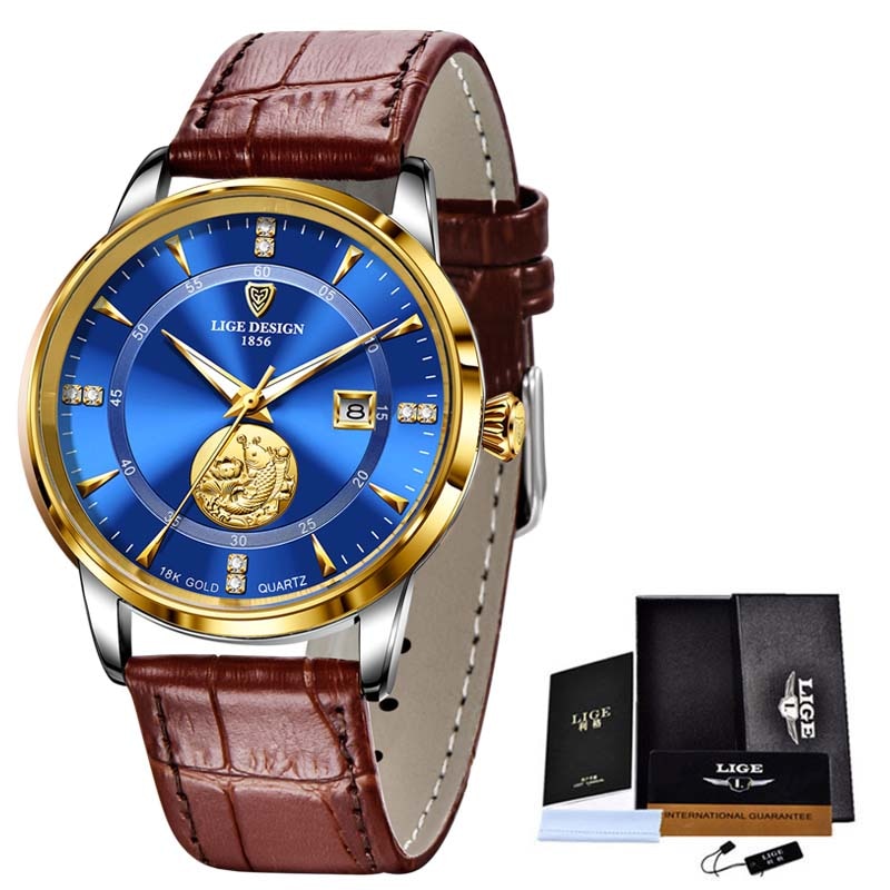 Relógios de pulso femininos Marca de Luxo Moda Relógio Feminino Elegante Relógio de Pulso Aço Dourado LIGE Relógio Feminino Casual à Prova D' Água Montre Femme Novo LIGE