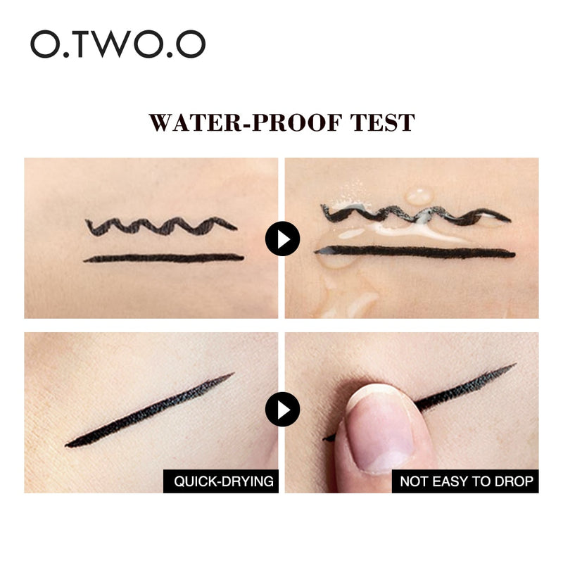 O.TWO.O Eyeliner Stamp Caneta Delineadora Líquida Preta À Prova D' Água Secagem Rápida Lápis Delineador de Duas Pontas Maquiagem para Cosméticos Femininos O.TWO.O