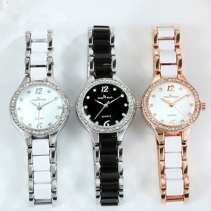 Relógios de luxo com diamantes de cristal, moda feminina, à prova d'água, quartzo, feminino, relógio casual, pulseira de cerâmica, relógio feminino 2022 TDATMS