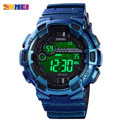 SKMEI Relógio Esportivo Ao Ar Livre Masculino Multifuncional 5Bar À Prova D' Água Pulseira PU Relógios Display LED Chrono Relógio Digital reloj hombre 1243 SKMEI