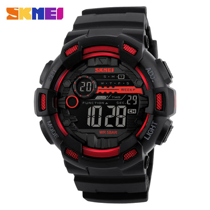 SKMEI Relógio Esportivo Ao Ar Livre Masculino Multifuncional 5Bar À Prova D' Água Pulseira PU Relógios Display LED Chrono Relógio Digital reloj hombre 1243 SKMEI