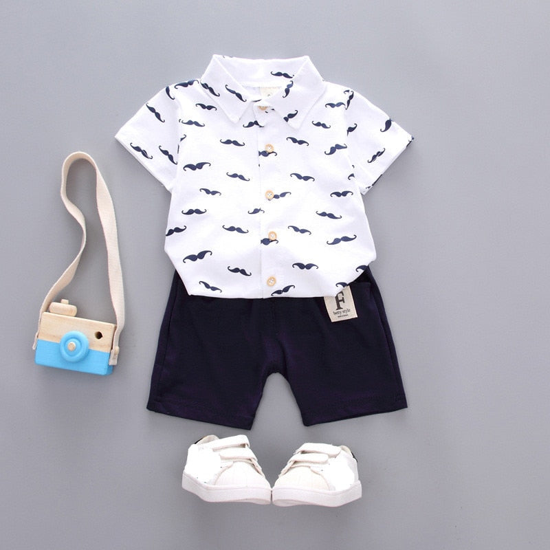 Conjunto de roupas para meninos verão terno de bebê casual manga curta camisa + shorts 2 peças roupas infantis conjunto de roupas infantis YANYQXZUO