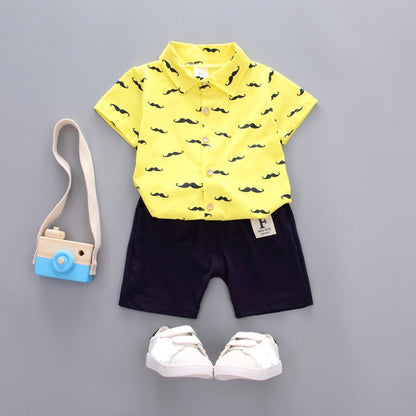 Conjunto de roupas para meninos verão terno de bebê casual manga curta camisa + shorts 2 peças roupas infantis conjunto de roupas infantis YANYQXZUO