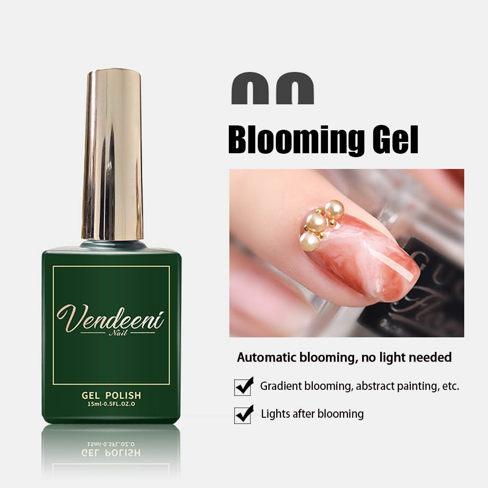 Vendeeni  Nail Art Funcional Base superior em gel Gel de reforço fosco para acabamento de revestimento Gel de flor Blossom Gel de transferência de folha 15 ml Vendeeni