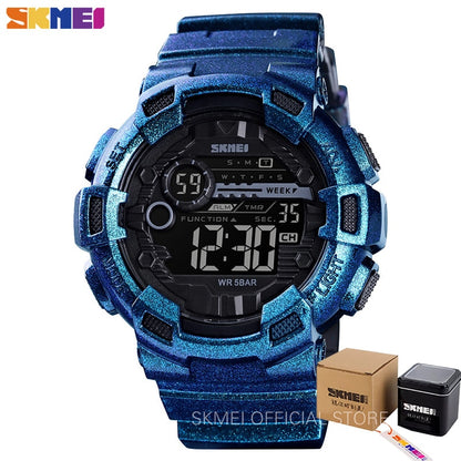 SKMEI Relógio Esportivo Ao Ar Livre Masculino Multifuncional 5Bar À Prova D' Água Pulseira PU Relógios Display LED Chrono Relógio Digital reloj hombre 1243 SKMEI