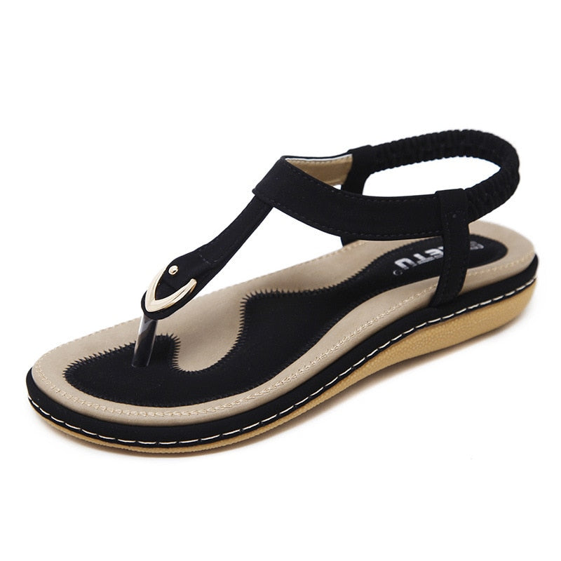 Sandálias Femininas de Verão Bohemia Sapatos Étnicos Casuais Chinelos Chinelos Sapatilhas Macias Mulher Confortável Plus Size Sandálias de Cunha Zapatos Mujer HZYMTQ