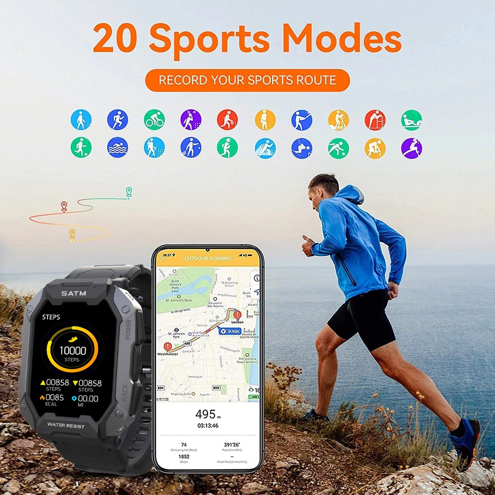 2022 novo 1,71 polegadas 3ATM IP68 relógio inteligente à prova d'água masculino feminino rastreador de fitness monitor de pressão arterial esportes ao ar livre Smartwatch DIXSG