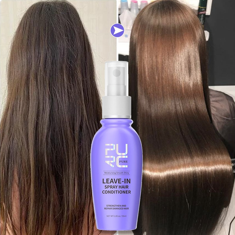 Condicionador para Tratamento Capilar Spray Reparação Seca Danificada Elimina Frizz Alisamento Fofo PURC Leave-In Spray Cuidados com os Cabelos PURC