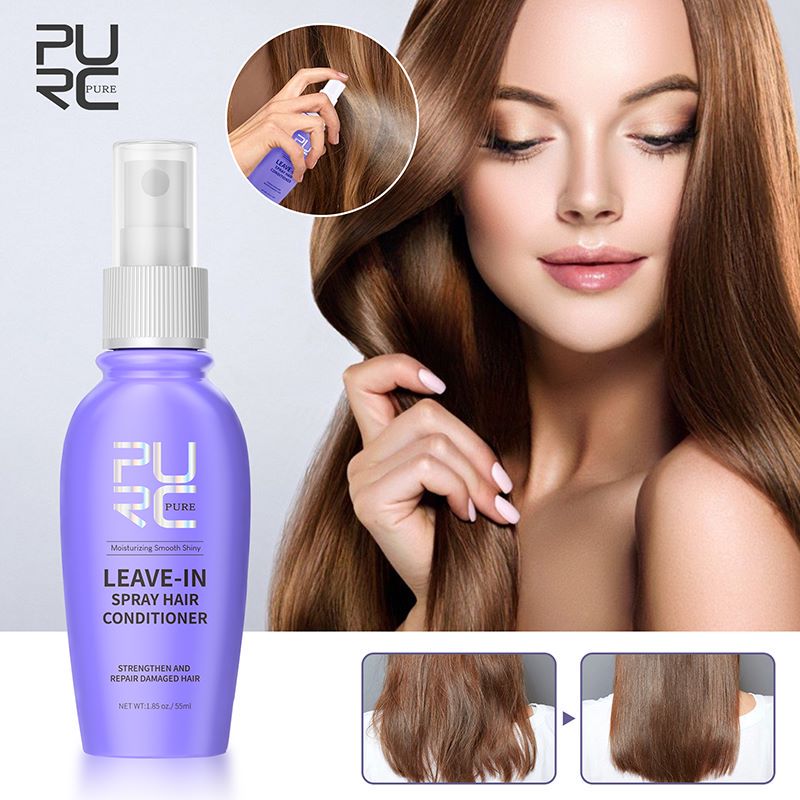 Condicionador para Tratamento Capilar Spray Reparação Seca Danificada Elimina Frizz Alisamento Fofo PURC Leave-In Spray Cuidados com os Cabelos PURC