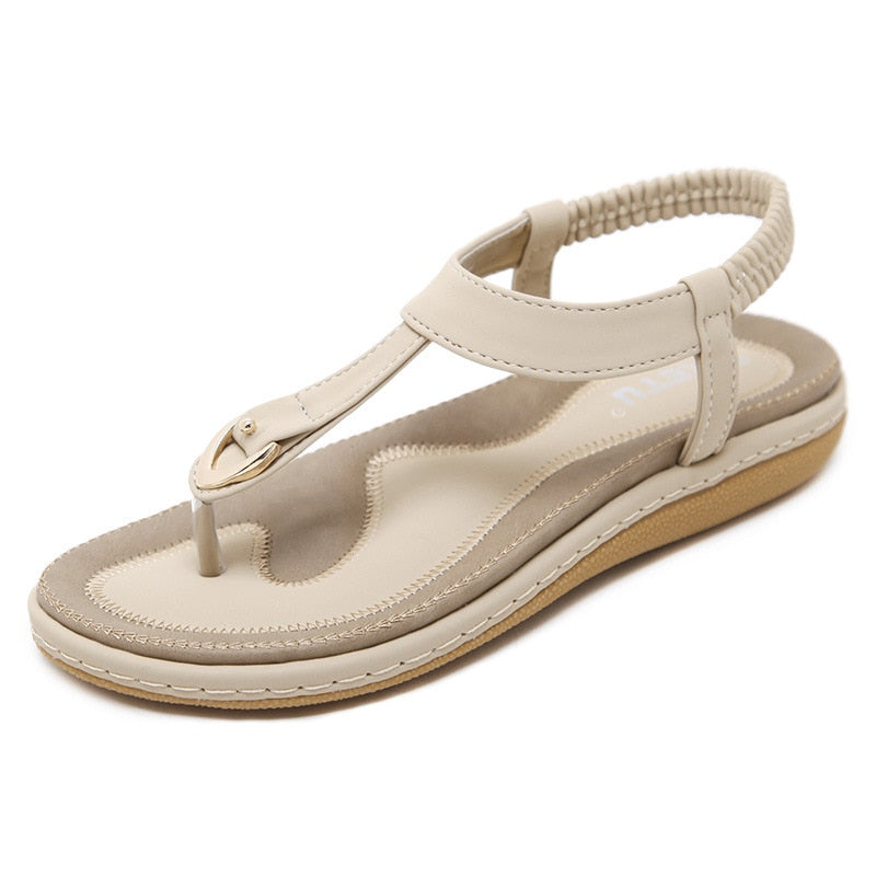 Sandálias Femininas de Verão Bohemia Sapatos Étnicos Casuais Chinelos Chinelos Sapatilhas Macias Mulher Confortável Plus Size Sandálias de Cunha Zapatos Mujer HZYMTQ