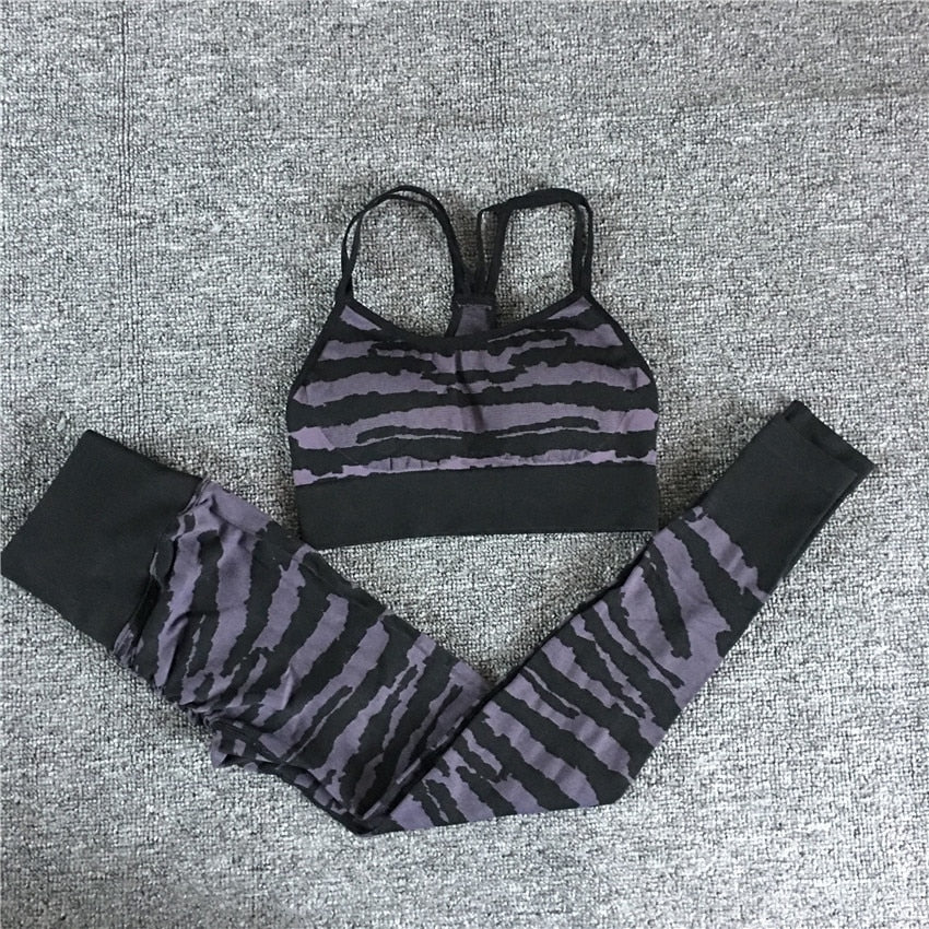 2022 sem costura Tiger Gym Booty conjunto de ioga Scrunch Squat Proof Leggings calças de ioga sutiã esportivo roupas de treino fitness ternos ativos CEODOGG