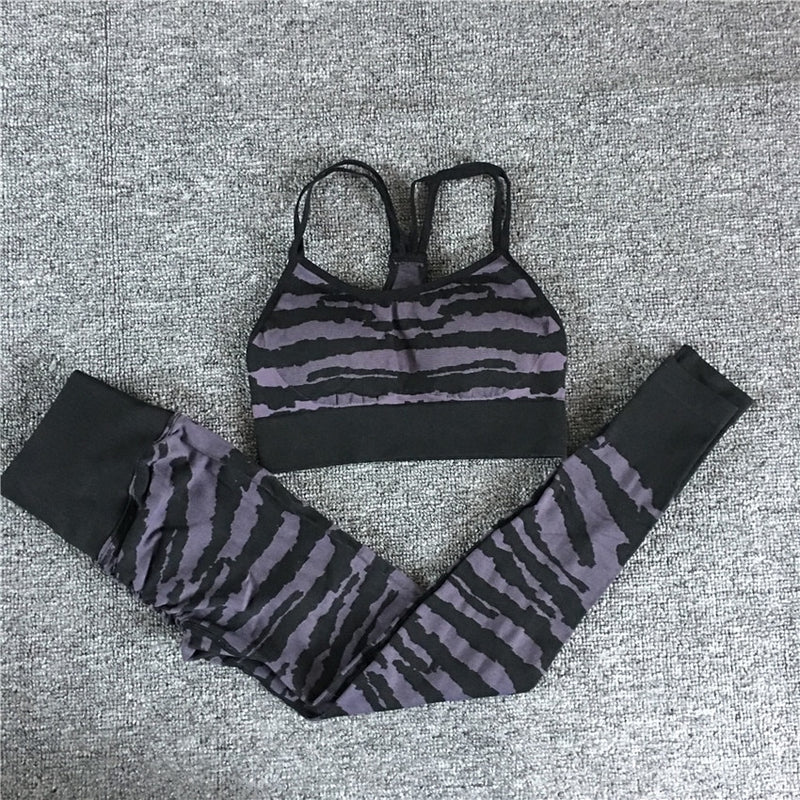 2022 sem costura Tiger Gym Booty conjunto de ioga Scrunch Squat Proof Leggings calças de ioga sutiã esportivo roupas de treino fitness ternos ativos CEODOGG