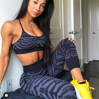 2022 sem costura Tiger Gym Booty conjunto de ioga Scrunch Squat Proof Leggings calças de ioga sutiã esportivo roupas de treino fitness ternos ativos CEODOGG