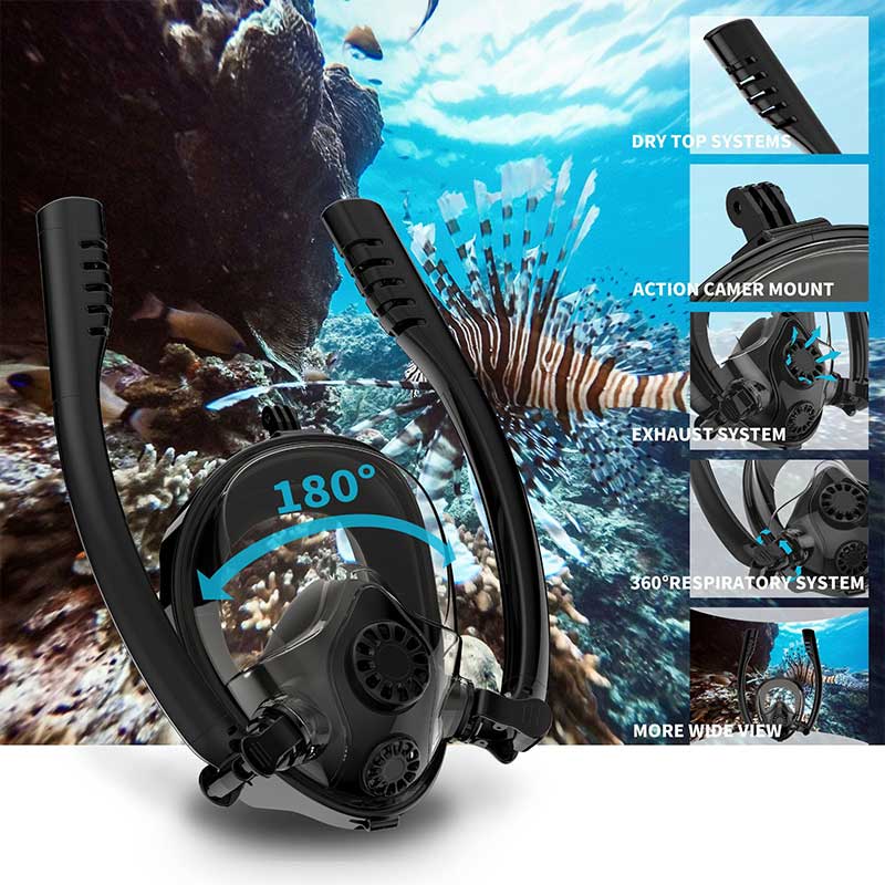 K2 Nova Máscara de Mergulho Máscara de Mergulho Subaquática Anti Nevoeiro Máscara de Mergulho de Rosto Completo para Mulheres, Homens, Crianças, Snorkel, Equipamento de Mergulho O Badalo do sino