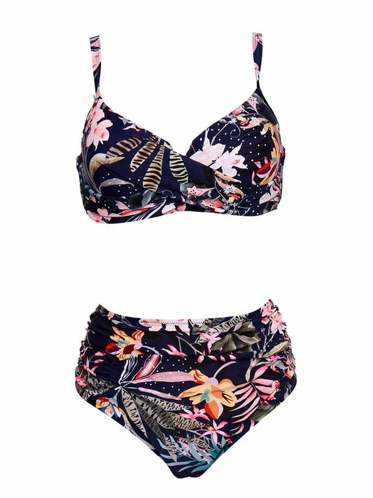 Biquíni feminino HOMGAO estampado com suporte e cinto, ideal para moda praia plus size
