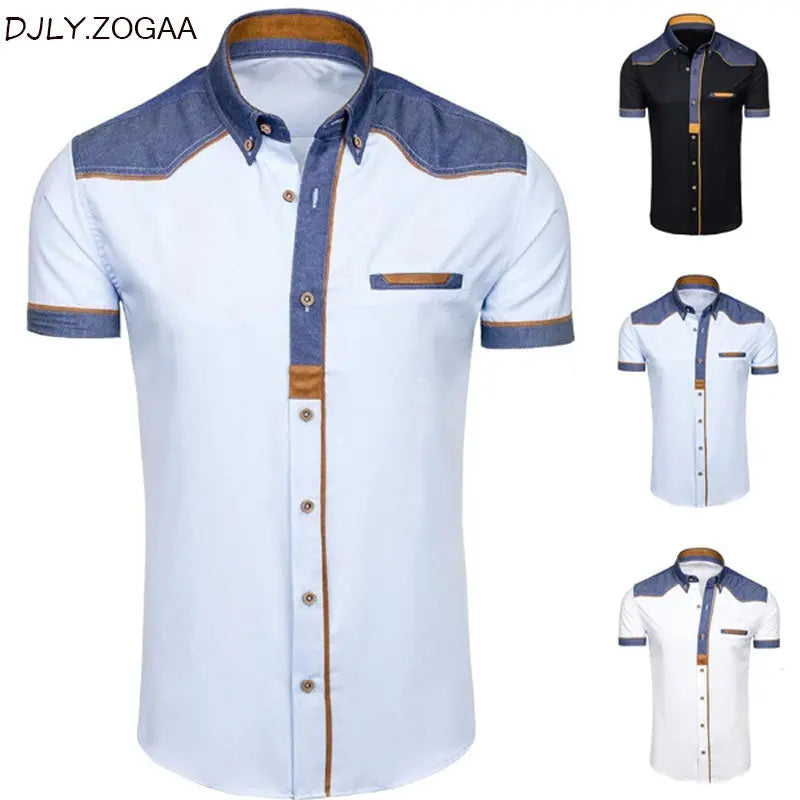 ZOGAA camisas masculinas moda jeans manga curta camisas formais homem casual roupas de verão tops slim algodão plus size camisas masculinas ZOGGA