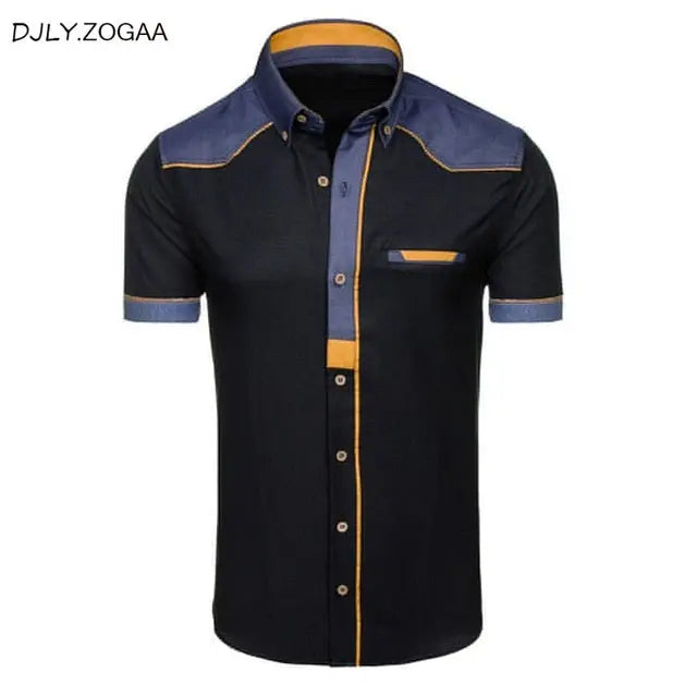 ZOGAA camisas masculinas moda jeans manga curta camisas formais homem casual roupas de verão tops slim algodão plus size camisas masculinas ZOGGA