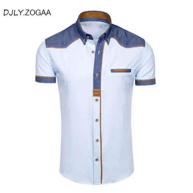 ZOGAA camisas masculinas moda jeans manga curta camisas formais homem casual roupas de verão tops slim algodão plus size camisas masculinas ZOGGA