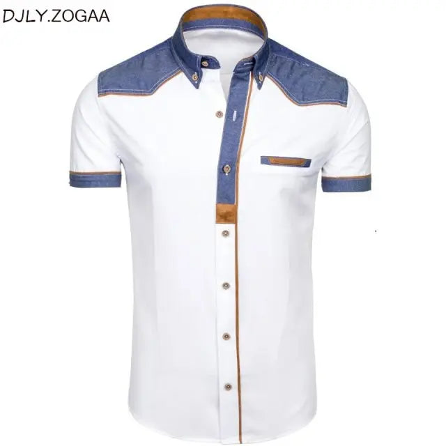 ZOGAA camisas masculinas moda jeans manga curta camisas formais homem casual roupas de verão tops slim algodão plus size camisas masculinas ZOGGA