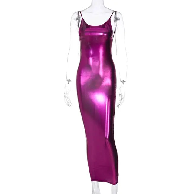 Hawthaw Mulheres Outono Verão Bodycon Festa Cor Sólida Sem Manga Vestido Longo Roupas Femininas Streetwear Atacado hawthaw