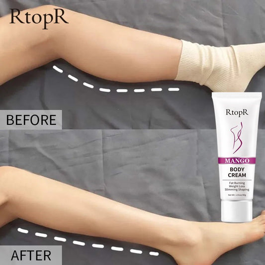 Creme corporal de manga RTOPR queima gordura com resultados visíveis antes e depois na pele